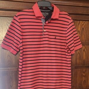 Men's Striped Polo Shirt - Red and Black